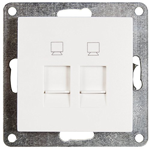 MC Power - Network Socket | Flair | 2X RJ45, Flush-Mounted, White, matt