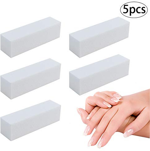 Xiton 5 Stck Nail Art Pufferblock 4 Way Polieren Datei Durable Nail Polisher Schleifdateien Professionelle Nagelpflege ManiküRe Nail Art Tipps Werkzeug (Weiß)