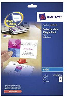 AVERY ZWECKFORM Set mit 3 Hüllen für 80 Visitenkarten (85 x 54 mm) Tintenstrahl-Foto, glänzend