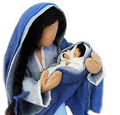 Maria in blau mit Jesuskind - Krippenfigur - Erzählfigur 28 cm