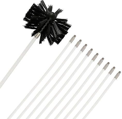 Keyohome Chimney Kit Sweeping Drain Set Nylon Cleaning Tool Accessory Includes 9 Flexible, 9 Rods + 1 Brush Head, 41cm