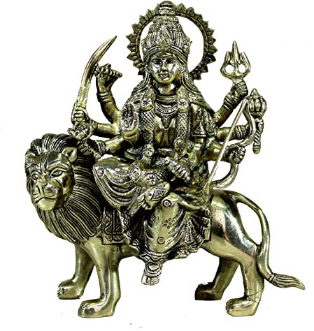 eSplanade Brass Maa Durga/MATA Rani Idol, Statue, moorti, murti for Home Mandir and Home Decor (8.5 Inches)
