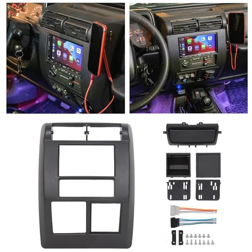 HECASA Doppel-DIN-Armaturenbrett-Radioblende, kompatibel mit Jeep Wrangler TJ Radio Stereo Armaturenbrett-Blende, Mittelverkleidung