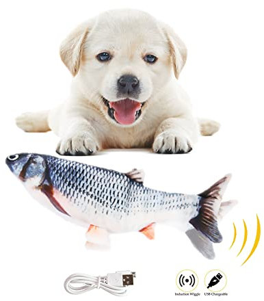 Bikirin Flopping Fish dog activity toys, Realistic and Interesting Plush Flippety Fish that Swings (Simulation Interactive Toys for Indoor Pets Puppy) Perfect for Biting, Chewing, and Kicking