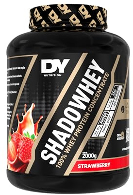 DY Nutrition - Shadowhey Whey Protein Concentrate Powder 2Kg | 23g Protein per Serving | 66 Servings | 7.3g of BCAAs | Sourced from EU Grass-Fed Cows | Premium Easy Mix & Digest Formula (Strawberry)