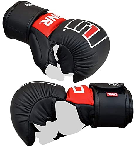 Combat Corner MMA Spar Gloves for Men and Women - MMA, Kickboxing, Muay Thai Sparring Training Gloves | Black