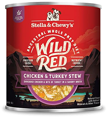 Stella & Chewy's Wild Red Wet Dog Food Chicken & Turkey Stew High Protein Recipe, 10 Ounce (Pack of 6)