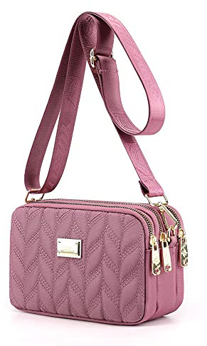 YANAIER Damen Handy Umhängetasche Schultertasche Wasserdicht Nylon kleine Tasche Handytaschen zum Umhängen Frauen Brieftasche Taro Lila