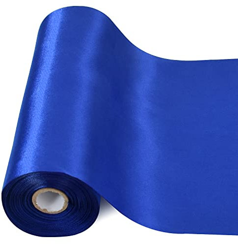 TONIFUL 20,3 cm x 20,3 m extra breites großes königsblaues Satinband, solide Stoffbänder für Tür, Baum, Zuhause, draußen, Schleifen, Dekoration, Schneidezeremonie, Set, große Öffnung, Stuhlschärpen,