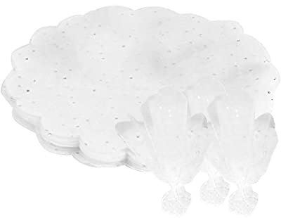 YATEICBC 60 Stück Feenschleier mit satingeprägten Kanten, Organza-Tüll, weißer Feen-Tüll, Organza, rund, Hochzeitsgeschenke, perfekt für Geschenke, DIY, Konfetti (weiß)