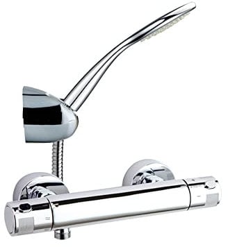 Ramon Soler HIDROTERAPIA 96D303911 Grifo termostático para bañera con Ducha de Mano y Flexo, limitador de Temperatura, protección acústica, Sistema antiquemaduras y anticorrosión, Cromado, Cromo,