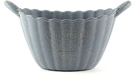 Pot de fleurs ovale avec poignées - Style rétro vintage - Résistant aux intempéries - En plastique - Bleu