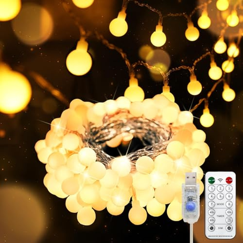 suddus 100 LED Classroom Globe String Lights USB Warm White with Remote | 33FT Hanging Fairy Lights With Timer,String Lights for Bedroom, Dorm, Classroom, Indoor,Outdoor Decor