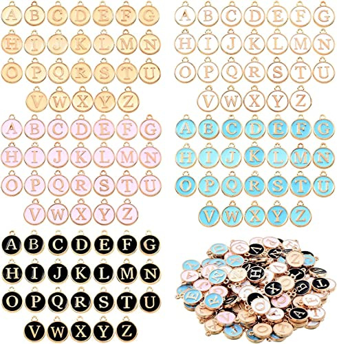 WUERKIYA Buchstaben-Anhänger aus Metalllegierung, Emaille, mit Sprungring, Bulk-Buchstaben-Anhänger für Schmuckherstellung, Metallperlen, gemischte Perlen, Buchstabenanhänger, Charms, Edelstahl