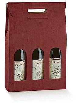 SETA BORDEAUX 30x10x38.5cm Scatola PORTABOTTIGLIE CHAMPAGNE PROSECCO | CONFEZIONAMENTO BOTTIGLIA DI PROSECCO 3 VANI