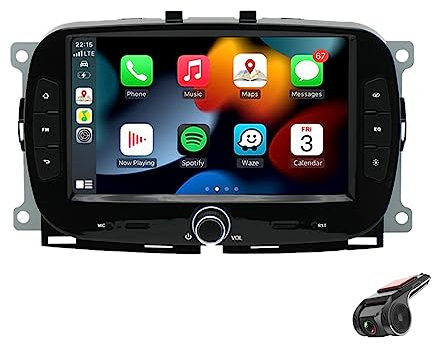 Boomboost Autoradio Android 11 Compatibile per Fiat 500 2016-2019 con Wireless CarPlayer Android Auto, 7 Pollici 2 DIN Touch Screen Autoradio Supporto Bluetooth/FM/WiFi/GPS/Mirror Link+Android DVR