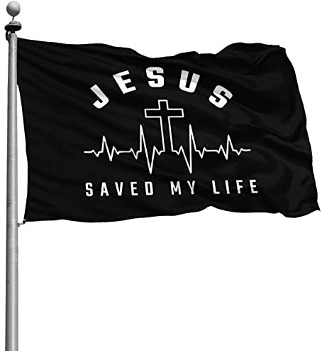 90X150cm Yard-Flaggen Jesus Christus Jesus Hat Mein Leben Gerettet. Interessant Gartenfahne With Metal Grommets Feiertage Flags Verblassen Beständig Outdoor Flagge Décor Für Lawn Outdoor Veranda