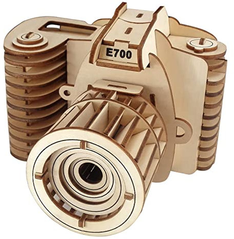 Srliya Kits de Modèles de Puzzles 3D, Modèle de Caméra de Puzzle 3D en Bois, Jouet de Puzzle pour Enfants, Jouets éducatifs