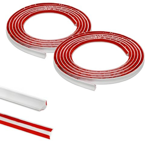 5Mx2 rouleaux PVC Joint d'Étanchéité Autocollant Bordure de Finition Plan de Travail Cuisine Angle Mur, Joint Mur Intérieur Profil Finition Bande Finition Calfeutrage Moulure Plinthe,12mmx6mm Blanc