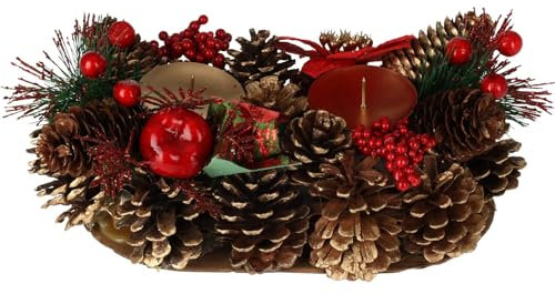 Home & Styling Kerzenhalter mit Zapfen, Weihnachtsdeko, für 2 Kerzen