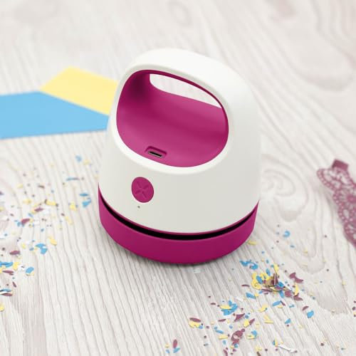 Crafter's Companion CC-Desk-VACU Mini Portable Desktop Dust Handheld Cordless Vacuum Cleaner-Lightweight and Compact-Desktop Craft Area Tabletop Cleaner, White