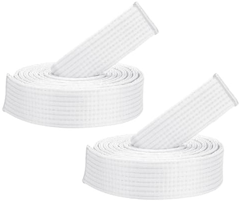 PATIKIL Taekwondo Colored Ranking Belts, 2 Pack 1.6 x9.2FT Polyester Martial Arts Colored Ranking Belt for Coach Teaching Practice, White