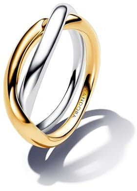 PANDORA Essence Bicolor Verschlungene Bänder Ring aus Sterling Silber mit vergoldeter Metalllegierung, Größe: 54, 163262C00-54