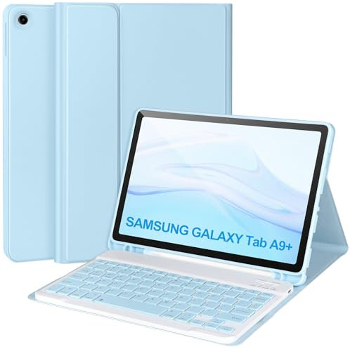 Keyboard Case for Samsung Galaxy Tab A9+/Plus 11’’ 2023(SM-X210/X216/X218),Case with Keyboard for Samsung Tab A9+ with S Pen Holder,Detachable Bluetooth Keyboard for samsung A9 +Auto Wake/Sleep,Blue