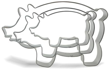 Keewah Ausstechformen-Set Schweinchen – 12,7 cm, 10,2 cm, 7,6 cm – 3-teilig – Edelstahl