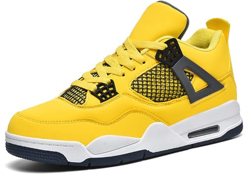 Gakricrey Air 4 Retro Sneaker Schuhe Herren Damen Basketballschuhe Retro Schuhe Skateboardschuhe Laufschuhe Turnschuhe Sportschuhe AY004 gelb1 EU 41