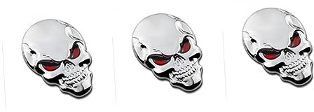 GLEAVI 3St -Autoaufkleber aus Metall Auto-Skelett-Kopf-Aufkleber Schädel Autozubehör motorradsticker motorradaufkleber Autoflagge Helmaufkleber Silberner Autoabzeichen-