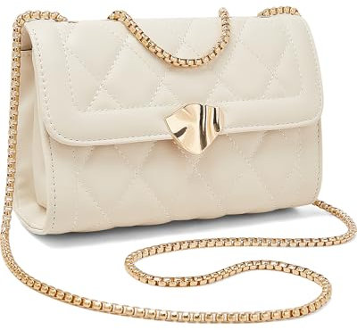 FOXLOVER Kleine Umhängetasche für Damen, kleine Damen-Tasche, kleine Damen-Tasche, Designertasche, Umhängetasche für Damen, klein, Handtasche aus PU-Leder, Weiß