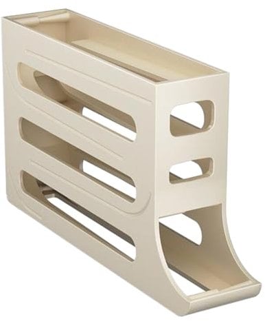 F Fityle Dispenser per Uova rotanti Vassoio per Uova a 4 Livelli Contenitore per Uova rotolante Automatico per Frigorifero di Grande capacità per Regalo di, Beige
