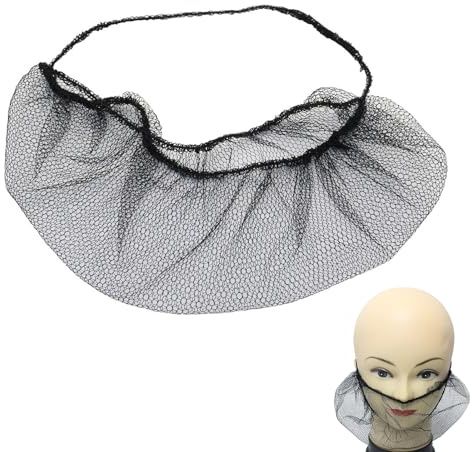 Linkidea Lot de 100 filets à barbe jetables de 45,7 cm avec bandes élastiques très résistantes, masque de protection confortable pour la cuisine (noir)