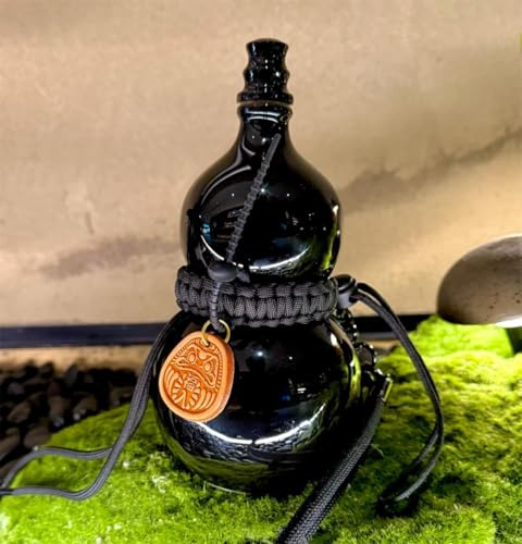 Black Wukong Inspired Ceramic Zucca – Elegante bottiglia nera per bevande con cinturino, design a prova di perdite, regalo per gli appassionati della cultura mitica e gli amanti delle bevande