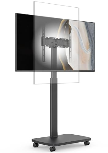 AOKCOS Support TV roulettes avec Base en Bois pour TV de 32-65 Pouces Horizontal et Vertical-Support TV sur Pied Plus Haut 1306-1626 MM Inclinaison 12° jusqu'à 35 KG Max. VESA 400x400mm