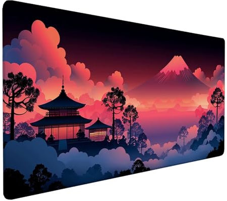 Alfombrilla Ratón XXL 800x300x3mm, Gaming Alfombrilla Ratón MontañA, Alfombrilla Escritorio con Base de Goma Antideslizante, Alfombrilla Teclado y Raton, Pc Gaming Accesorios, Regalos, Rosado 2-4-Y