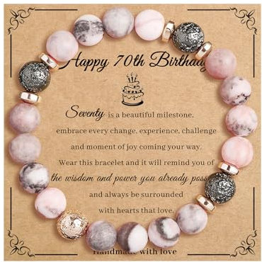 LunarCharm Armband aus Naturstein Damen Zum 70. Geburtstag, Einzigartiges Geschenk Für Frauen, Verstellbares Charm Armband für Mutter, Oma, Schwester, In Schmuckbox