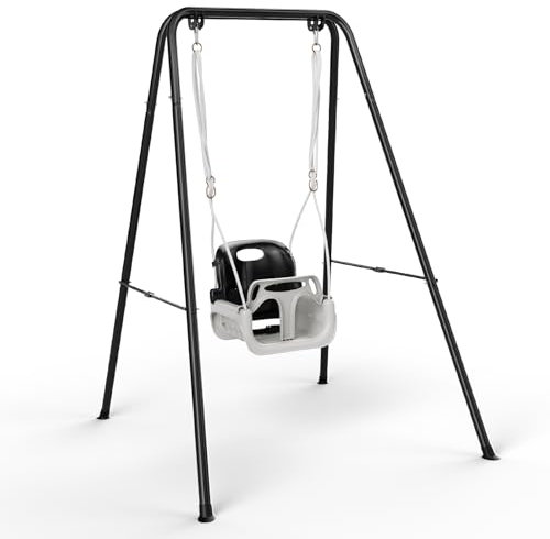 MINENICE Balançoire pour bébé 4 en 1, avec siège, support en métal pliable, pour jouer à l'intérieur et à l'extérieur, noir