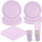 96 Stück Lila Partygeschirr,Lila goldenes Geburtstag Party Pappteller Becher Servietten Partyteller Set,für Geburtstag Kinder Party Dekoration Papier Geschirr Set