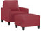 HEFZGDB Sessel mit Hocker Weinrot 60 cm Kunstleder Gartenlounge Jugendsofa Kleine Sofa Big Sofa für Schlafzimmer Empfangsraum Wohnbereich Büro