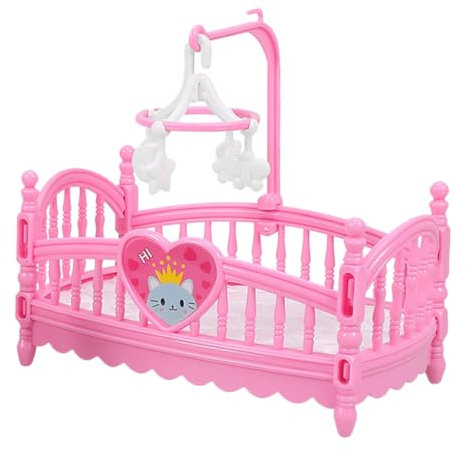 ERINGOGO Satz Puppenhaus-Cartoon-Bett Etagenbetten für Puppen Kinderbett für Babypuppe Miniküche Etagenbett für Puppen Babypuppenmöbel Puppenhaus-Küche Puppenbetten Abs Rosa