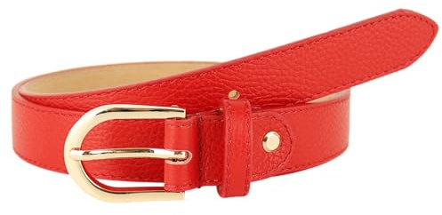 MIRROSI Ledergürtel Damen Herren Gürtel, Made in Italy, 3cm breit (Rot (Goldene Schnalle), 90cm)