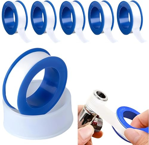 EVTHUR Teflonband Gewindedichtband, PTFE Dichtband PTFE Band Gewinde Dichtungsband 6 Rollen, 12mm*10 m(Weiß)