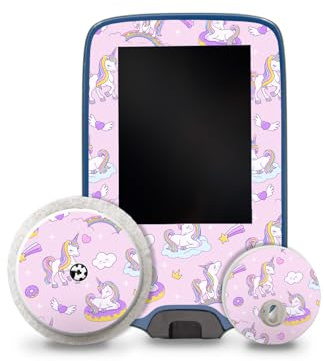 Finest Folia Aufkleber Einhorn kompatibel mit Abbott Freestyle Libre 2+3 | Designfolie für Blutzuckermessgerät Sensor & Lesegerät Sticker Set selbstklebend Zubehör kratzfest für Kinder wasserfest