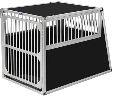 ALPUNA Transportbox N92 – Aluminium Hundebox 120×75×85 cm, Auto Hundebox mit Notausstieg, sicherer Hundetransport im Kofferraum mit Stoßstangenschutz