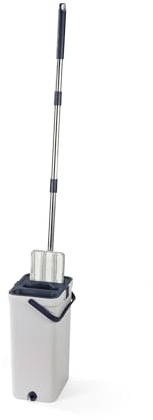 Beldray Deep Clean Mop And Bucket Set, Flat Head, 2L Tank | Triple-Compartment System, Integrated Spray, 180° Swivel Head With Rubber Edge, 2 Microfibre Pads, Scrub And Polish Pads