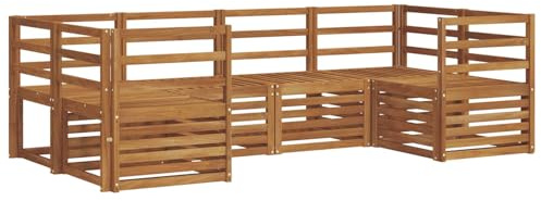 vidaXL Sofagarnituren 6 pcs Natur Massivholz Akazie, Garten und Terrasse, modernes Outdoor-Sofa, gemütliche Lounge, langlebige Sitzgruppe