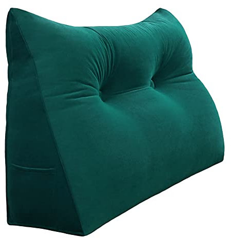 VERCART Rückenkissen Bett Rückenlehne Keilkissen Kopfteil Gepolstert Lesekissen Wandkissen Lendenkissen für Couch, Groß Sofakissen Kopfkissen, Stützkissen, Nackenkissen Samt Bezug Blauer See 60cm