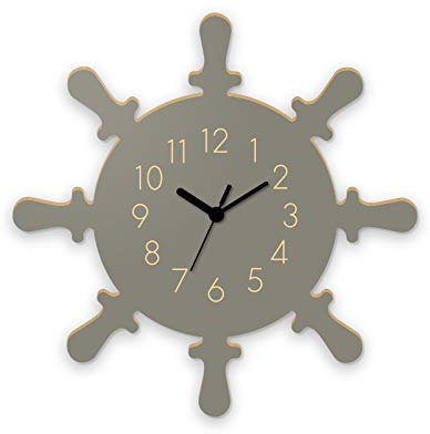 Yourlivingart Wanduhr Steuerrad-Grau, Kinderuhr, Uhr für Kinderzimmer